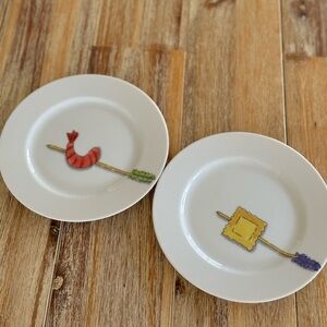 Crate&Barrel Tidbits Appetizer Plates Nancy Green Set of Two